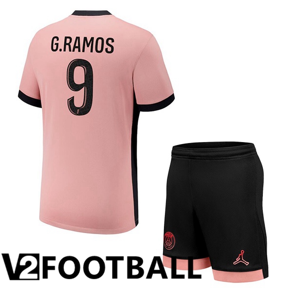 Paris PSG (G.Ramos 9) Kids Third Soccer Shirt Pink 2024/2025