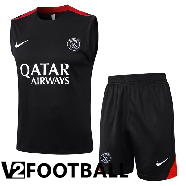 Paris PSG Gilet Soccer + Shorts Black 2024/2025