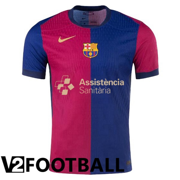 FC Barcelona Home Soccer Shirt Assistència Sanitària Blue Red 2024/2025