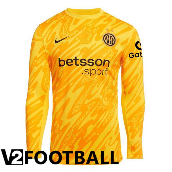 Inter Milan Goalkeeper Soccer Shirt Long sleeve Yellow 2024/2025