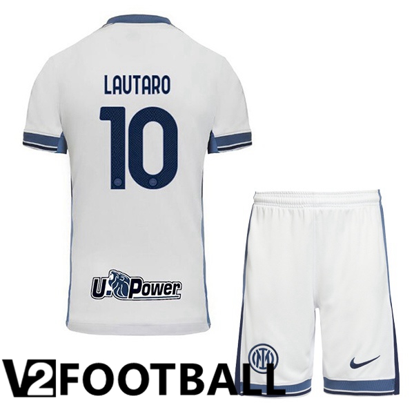 Inter Milan (LAUTARO 10) Kids Away Soccer Shirt White 2024/2025