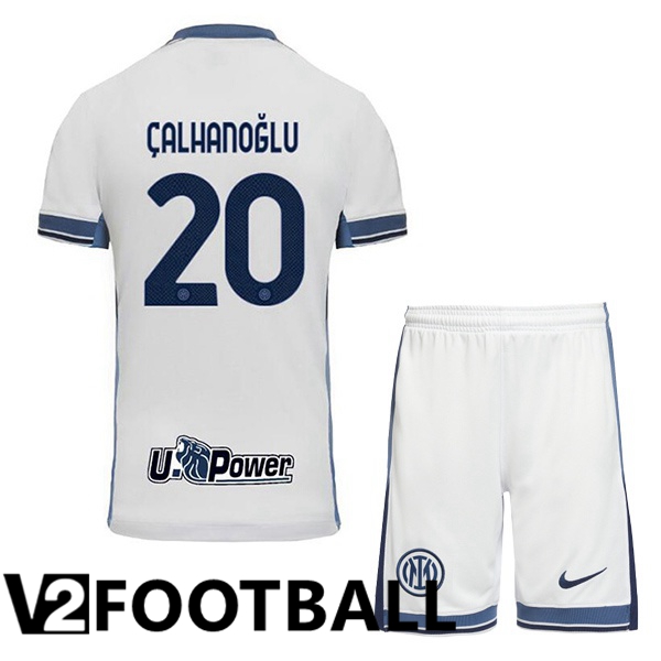 Inter Milan (ÇALHANOĞLU 20) Kids Away Soccer Shirt White 2024/2025