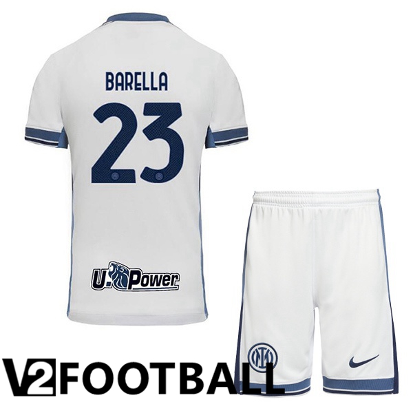 Inter Milan (BARELLA 23) Kids Away Soccer Shirt White 2024/2025