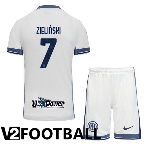 Inter Milan (ZIELIŃSKI 7) Kids Away Soccer Shirt White 2024/2025