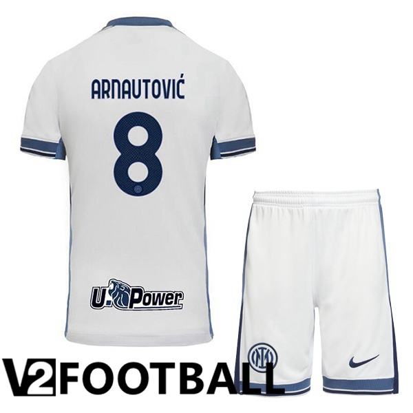 Inter Milan (ARNAUTOVIĆ 8) Kids Away Soccer Shirt White 2024/2025