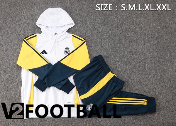 Training Tracksuit Sweatshirt Hoodie Real Madrid White Yellow 2024/2025