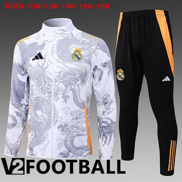 Real Madrid Kids kit Training Jacket Suit White 2024/2025