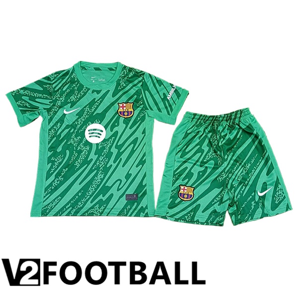 Barcelona Kids Goalkeeper Soccer Shirt Green 2024/2025