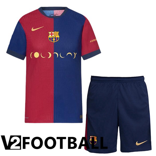 FC Barcelona Kids Home Soccer Shirt COLDPLAY Blue Red 2024/2025