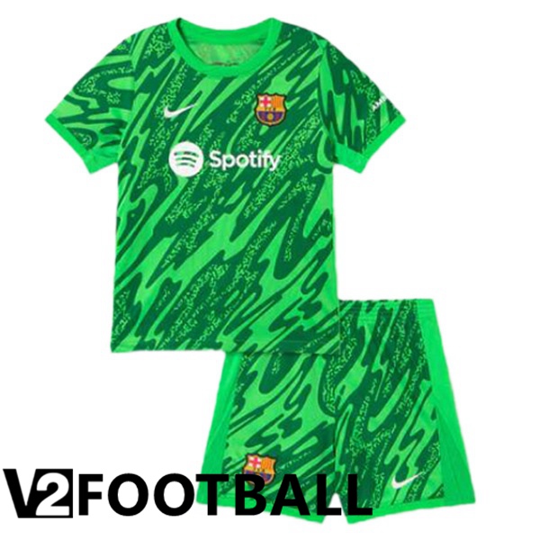 FC Barcelona Kids Goalkeeper Soccer Shirt Spotify Green 2024/2025