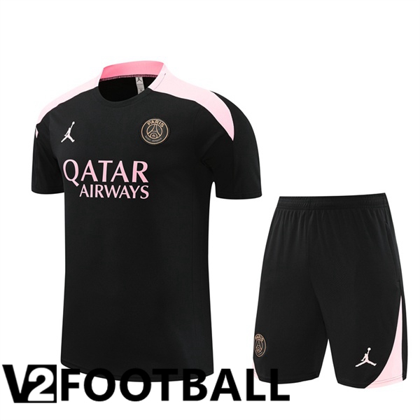 Paris PSG kit Training T Shirt + Shorts Black 2024/2025