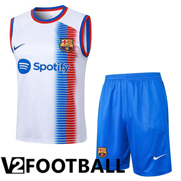 FC Barcelona Gilet Soccer + Shorts White 2024/2025