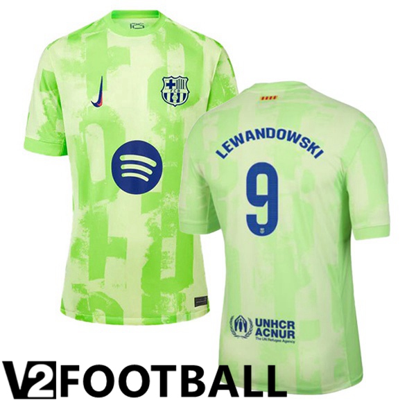 FC Barcelona (LEWANDOWSKI 9) Third Soccer Shirt Green 2024/2025