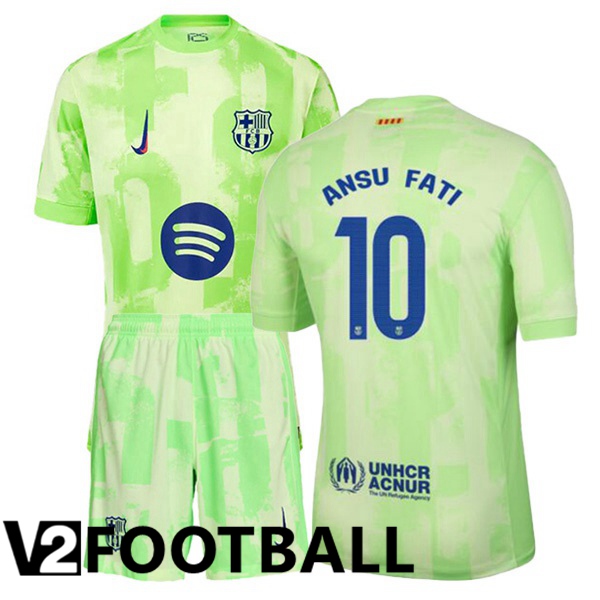 FC Barcelona (ANSU FATI 10) Kids Third Soccer Shirt Green 2024/2025