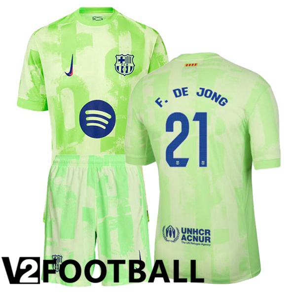 FC Barcelona (F. DE JONG 21) Kids Third Soccer Shirt Green 2024/2025