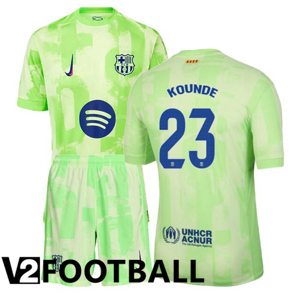 FC Barcelona (KOUNDE 23) Kids Third Soccer Shirt Green 2024/2025