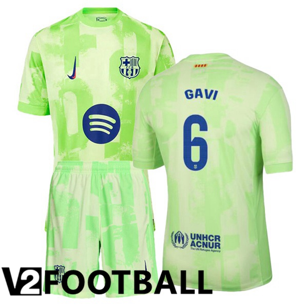 FC Barcelona (GAVI 6) Kids Third Soccer Shirt Green 2024/2025