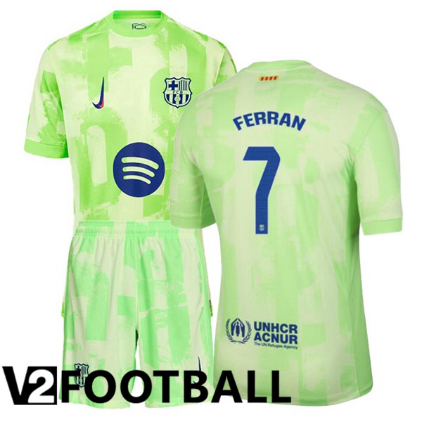 FC Barcelona (FERRAN 7) Kids Third Soccer Shirt Green 2024/2025