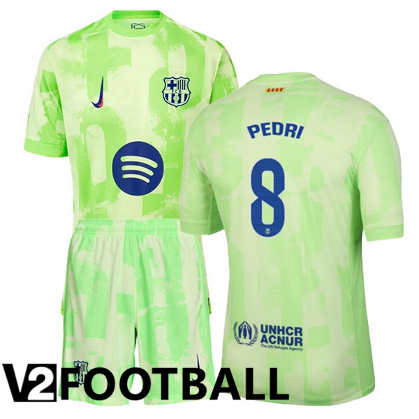 FC Barcelona (PEDRI 8) Kids Third Soccer Shirt Green 2024/2025