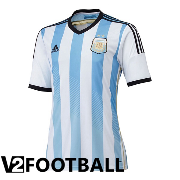 Argentina Retro Home Soccer Shirt White Blue 2014