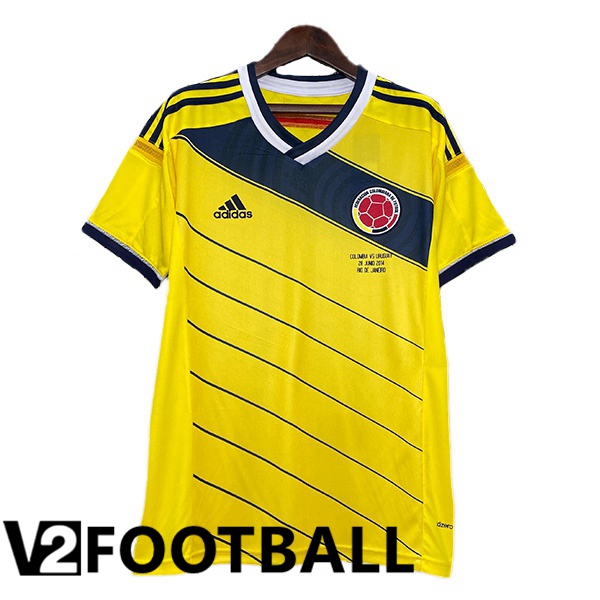 Colombia Retro Home Soccer Shirt Yellow 2014