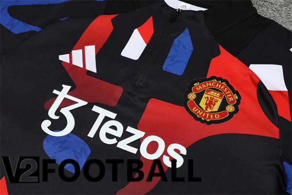 Manchester United kit Training Tracksuit Black Red 2024/2025