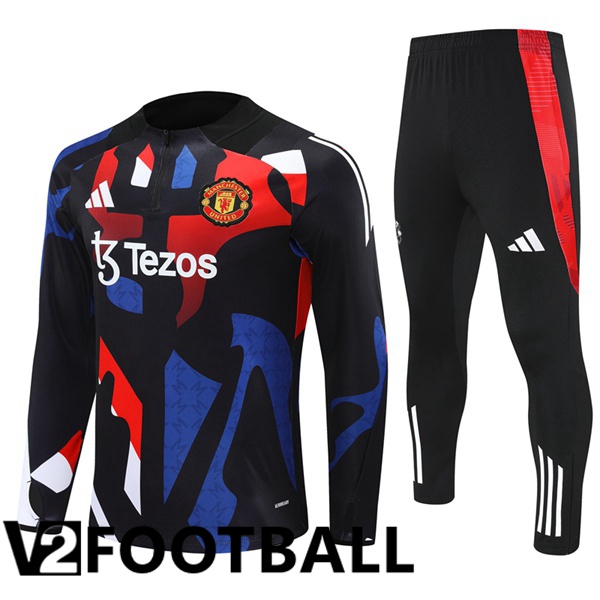 Manchester United kit Training Tracksuit Black Red 2024/2025