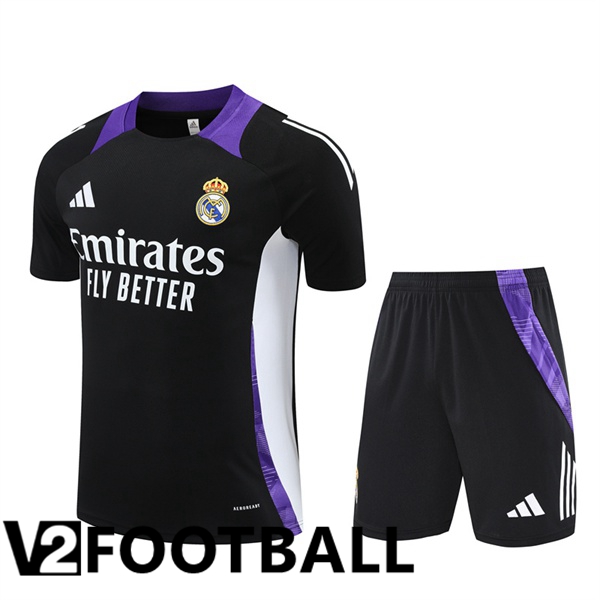 Real Madrid kit Training T Shirt + Shorts Black 2024/2025