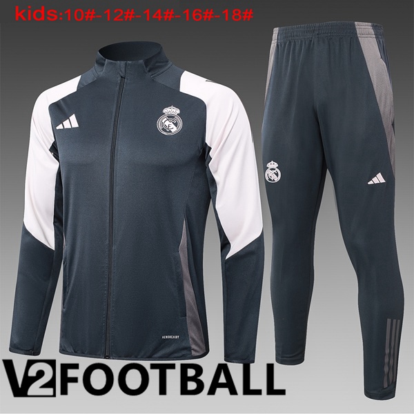 Real Madrid Kids kit Training Jacket Suit Grey 2024/2025