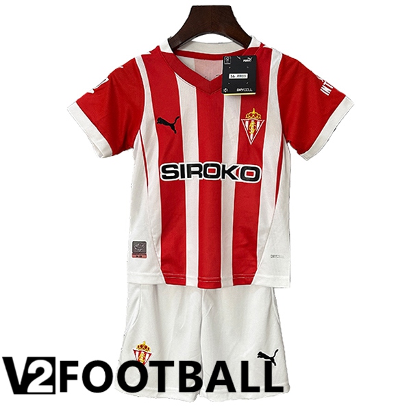 Kids Sporting Gijon Home Soccer Shirt 2024/2025