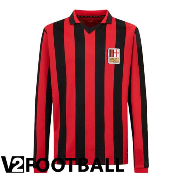 AC Milan Soccer Shirt 125th Anniversary Edition Long sleeve Red Black 2024/2025