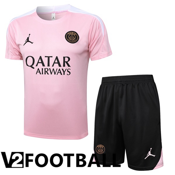 Paris PSG kit Training T Shirt + Shorts Pink 2024/2025