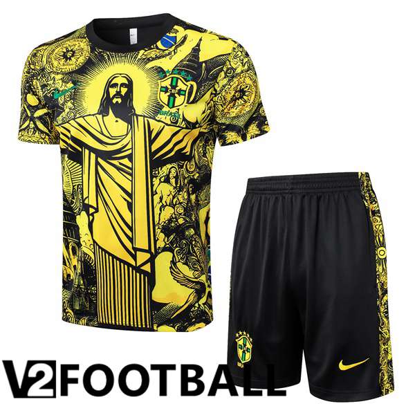 Brazil kit Training T Shirt + Shorts Yellow 2024/2025