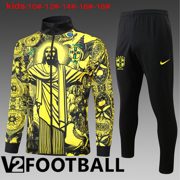 Brazil Kids kit Training Jacket Suit Yellow 2024/2025