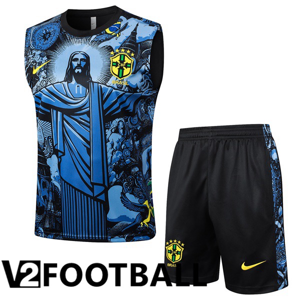 Brazil Gilet Soccer + Shorts Blue 2024/2025