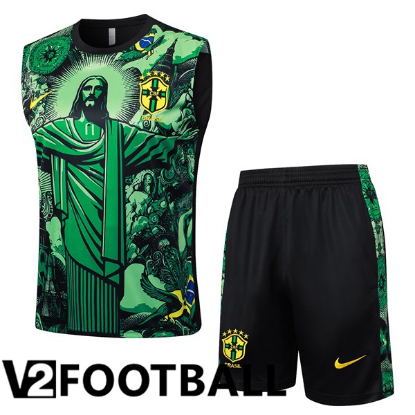 Brazil Gilet Soccer + Shorts Green 2024/2025