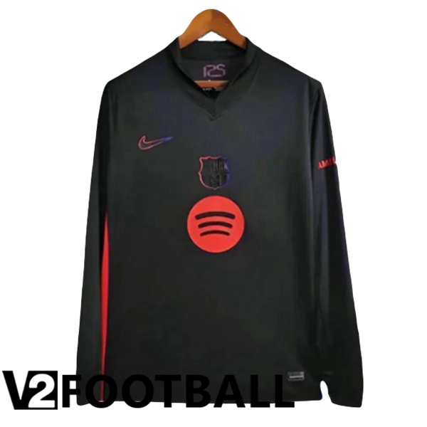 FC Barcelona Away Soccer Shirt Long sleeve Black 2024/2025