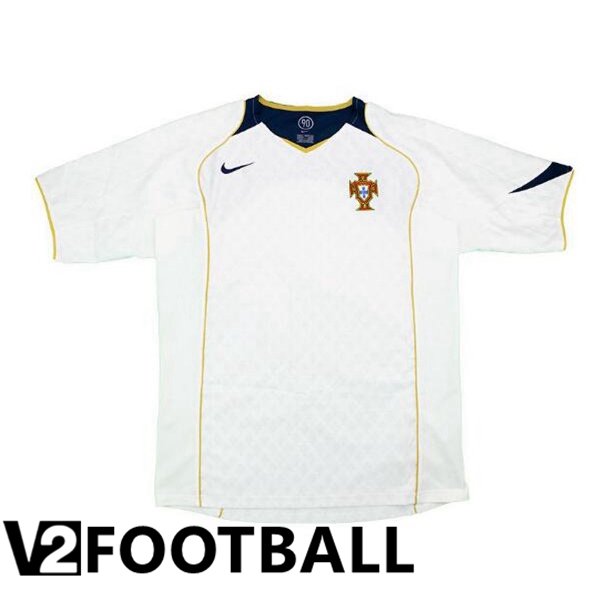 Portugal Retro Away Soccer Shirt White 2004