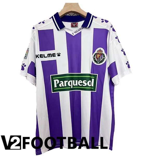 Real Valladolid Retro Home Soccer Shirt White Purple 1995-1996