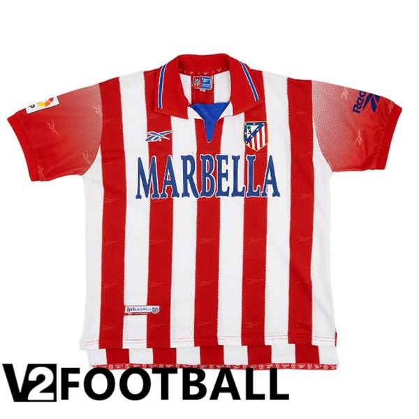 Atletico Madrid Retro Home Soccer Shirt White Red 1998-1999