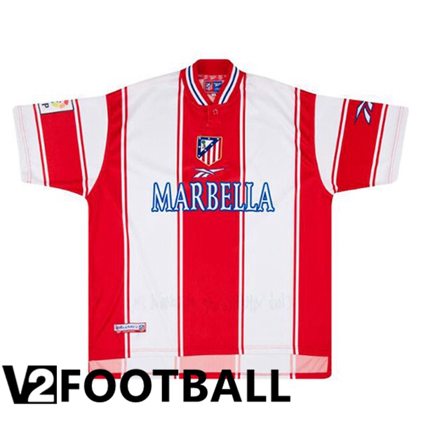 Atletico Madrid Retro Home Soccer Shirt White Red 1999-2000