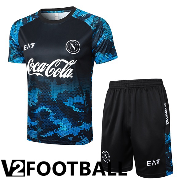 SSC Napoli kit Training T Shirt + Shorts Blue Black 2024/2025