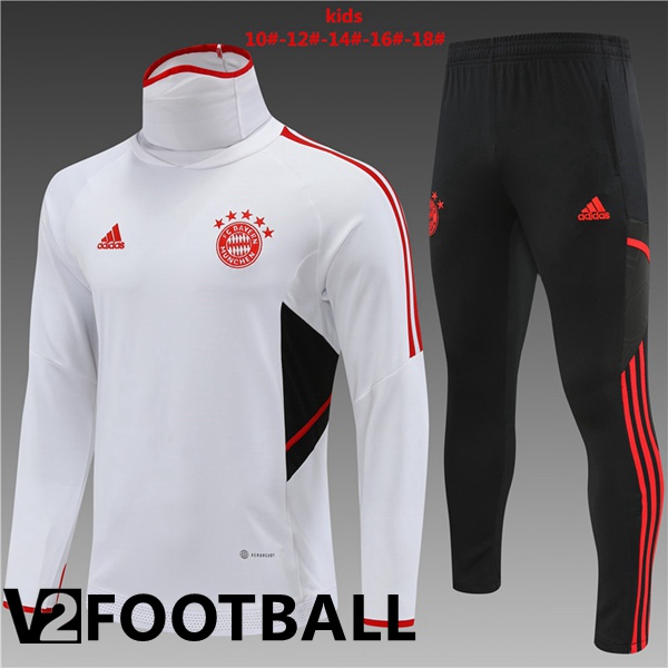 Bayern Munich High collar Kids Training Tracksuit White 2022/2023
