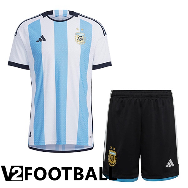Argentina Kids Home Shirts Blue White World Cup 2022